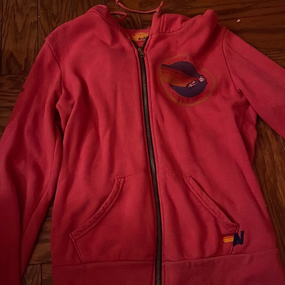 Aviator nation red circle logo zip up